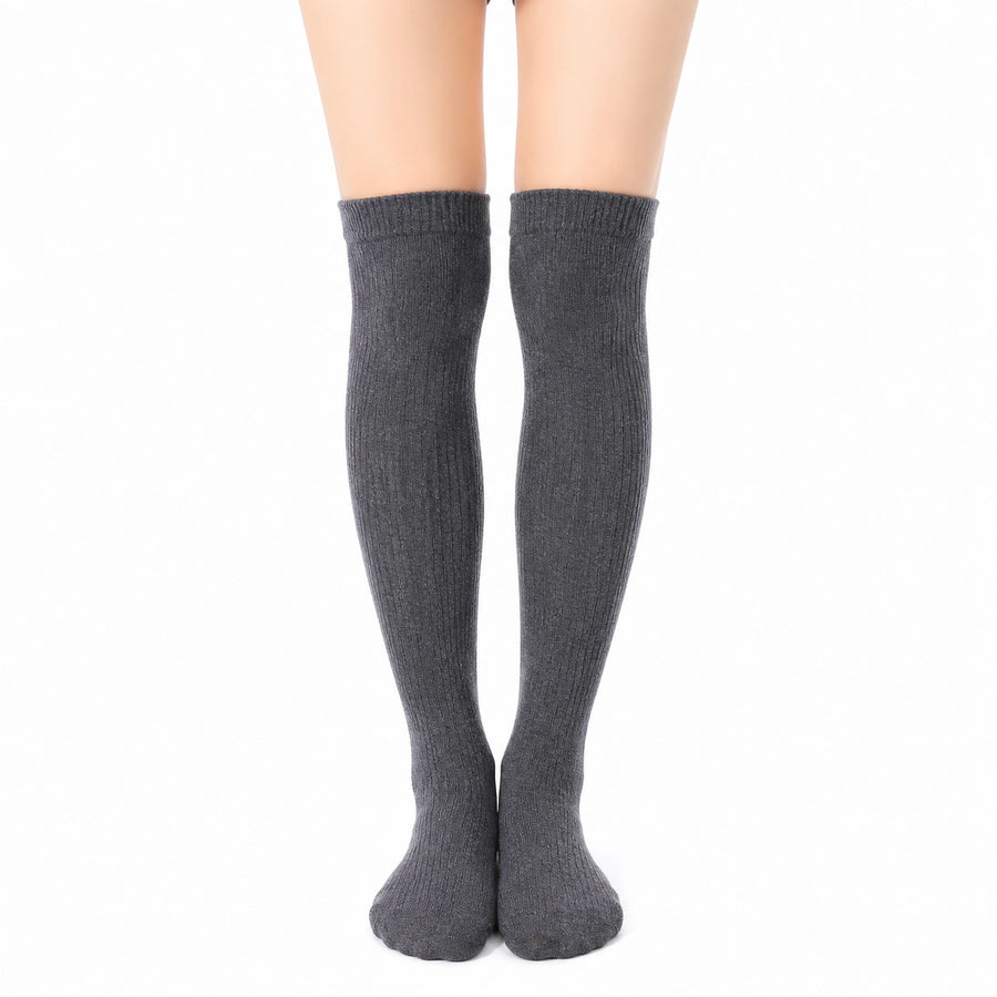 Calze al ginocchio 35-42 in maglia beige con bordo volant stile romantico