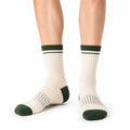 Calze al ginocchio 35-46 in maglia beige con bordo volant stile romantico