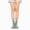 Calze al ginocchio 35-47 in maglia beige con bordo volant stile romantico