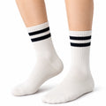 Calze al ginocchio 35-51 in maglia beige con bordo volant stile romantico