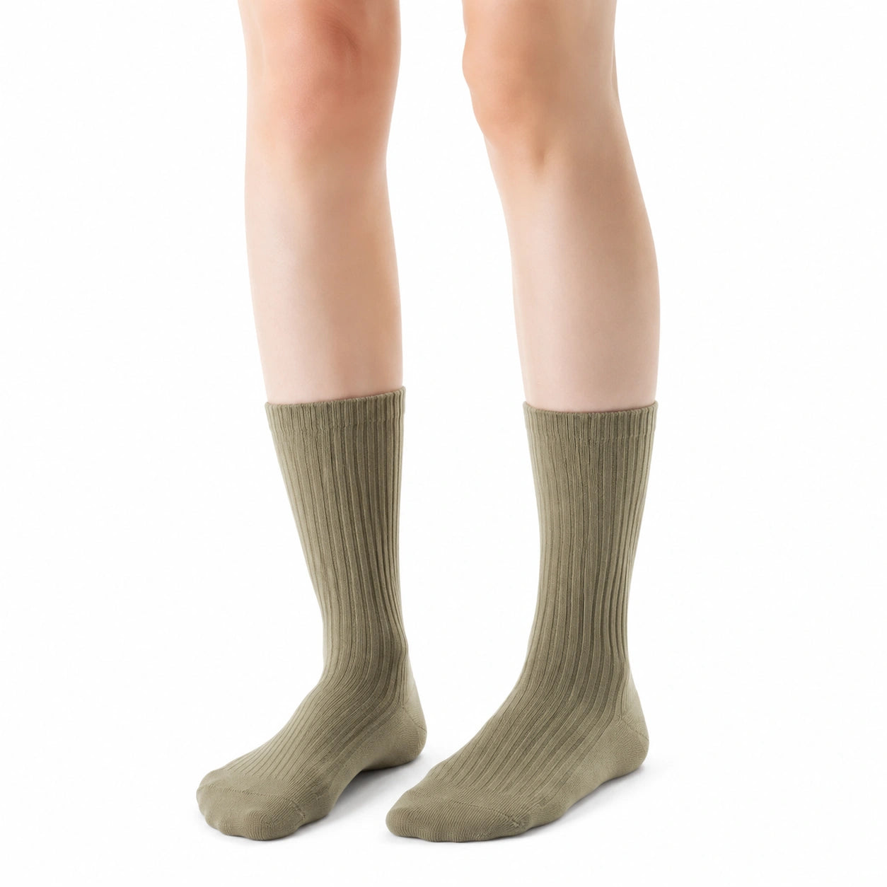 Calze al ginocchio 35-45 in maglia beige con bordo volant stile romantico